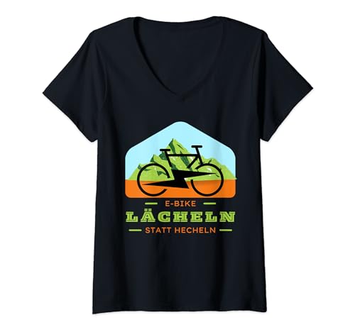 Damen Lächeln Statt Hecheln E Bike Lustig Akku Fahrrad Radfahrer T-Shirt mit V-Ausschnitt Damen Lächeln Statt Hecheln E Bike Lustig Akku Fahrrad Radfahrer T-Shirt mit V-Ausschnitt von Lustige E Bike Outfits