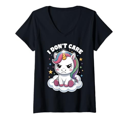 Damen Einhorn Geschenke Für Mädchen Damen Frauen Freches Einhorn T-Shirt mit V-Ausschnitt von Lustige Einhorn Geschenke Einhorn T Shirt Sprüche