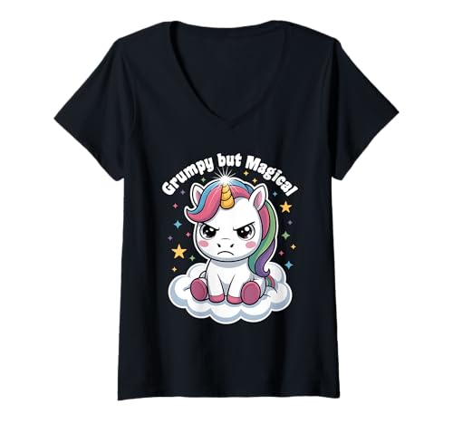 Damen Einhorn Geschenke Für Mädchen Damen Frauen Freches Einhorn T-Shirt mit V-Ausschnitt von Lustige Einhorn Geschenke Einhorn T Shirt Sprüche