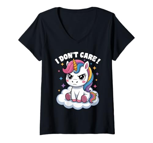 Damen Einhorn Geschenke Mädchen Damen Frauen Freches Einhorn T-Shirt mit V-Ausschnitt von Lustige Einhorn Geschenke Einhorn T Shirt Sprüche