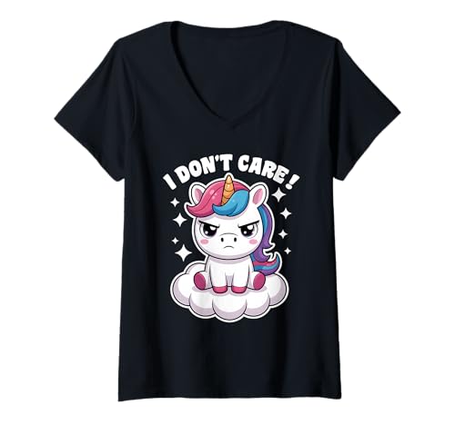 Damen Einhorn Geschenke Mädchen Damen Frauen Freches Einhorn T-Shirt mit V-Ausschnitt von Lustige Einhorn Geschenke Einhorn T Shirt Sprüche