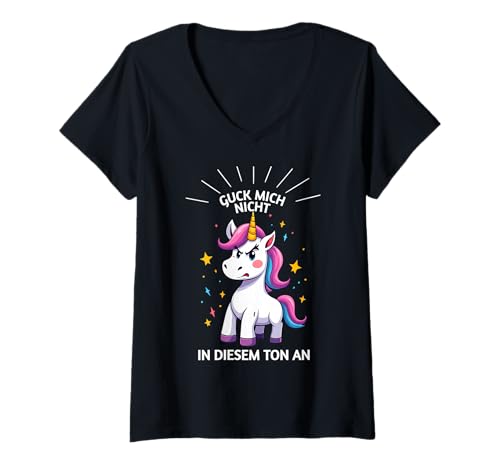 Damen Guck Mich Nicht in diesem Ton an Unicorn Einhorn T-Shirt mit V-Ausschnitt Damen Guck Mich Nicht in diesem Ton an Unicorn Einhorn T-Shirt mit V-Ausschnitt von Lustige Einhorn Geschenke