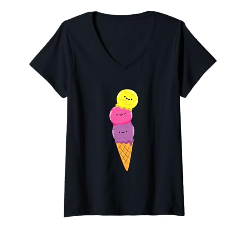 Damen Eiscreme Eistüte Sommer Eiscreme T-Shirt mit V-Ausschnitt Damen Eiscreme Eistüte Sommer Eiscreme T-Shirt mit V-Ausschnitt von Lustige Eiscreme Geschenke und Eiscreme Sprüche