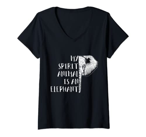 Damen Elefant Geisttier Spirituell Tier Damen Geschenk Elefant T-Shirt mit V-Ausschnitt Damen Elefant Geisttier Spirituell Tier Damen Geschenk Elefant T-Shirt mit V-Ausschnitt von Lustige Elefant Sachen für Damen, Herren & Kinder