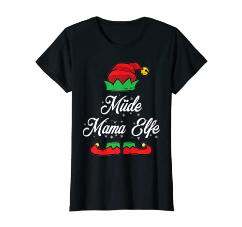 Damen Müde Mama Elfe Weihnachten Elfenkostüm T-Shirt Damen Müde Mama Elfe Weihnachten Elfenkostüm T-Shirt von Lustige Elfen Weihnachtskostüme für die Familie