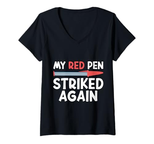 Damen Englischlehrer Roter Stift Prüfung Benotung Englisch Lehrer T-Shirt mit V-Ausschnitt Damen Englischlehrer Roter Stift Prüfung Benotung Englisch Lehrer T-Shirt mit V-Ausschnitt von Lustige Englischlehrer Sprüche Schule Englisch