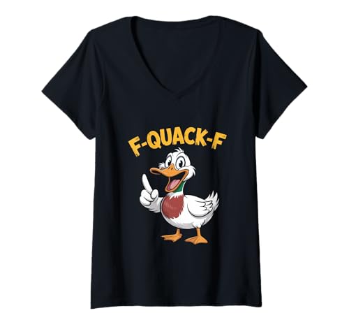 Damen F Quack F Lustige Ente Humor Spruch Quack Meme T-Shirt mit V-Ausschnitt Damen F Quack F Lustige Ente Humor Spruch Quack Meme T-Shirt mit V-Ausschnitt von Lustige Ente Spruch Humor Quack Sarkasmus
