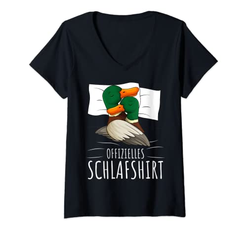 Damen Offizielles Schlafshirt Ente Schlafen Enten T-Shirt mit V-Ausschnitt Damen Offizielles Schlafshirt Ente Schlafen Enten T-Shirt mit V-Ausschnitt von Lustige Enten Liebhaber Designs & Geschenke
