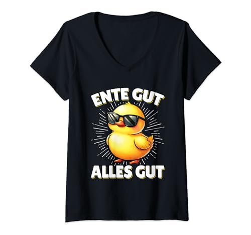Damen Ente Gut Alles Gut Lustig Enten Spruch T-Shirt mit V-Ausschnitt Damen Ente Gut Alles Gut Lustig Enten Spruch T-Shirt mit V-Ausschnitt von Lustige Enten Spruch Kleidung