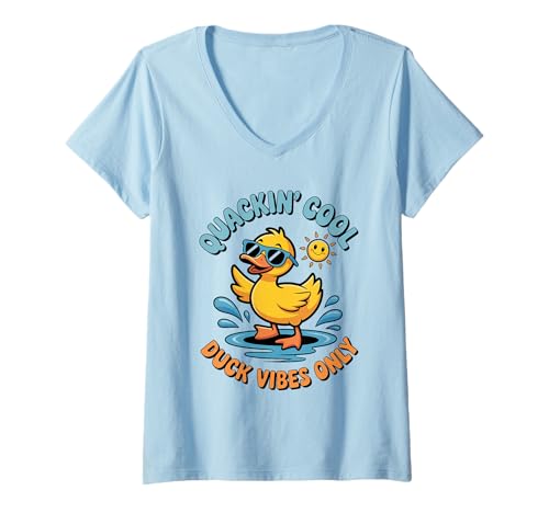 Damen Süße Gummiente T-Shirt mit V-Ausschnitt Damen Süße Gummiente T-Shirt mit V-Ausschnitt von Lustige Entenkleidung