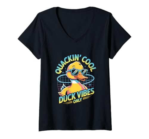 Damen Süße Gummiente T-Shirt mit V-Ausschnitt Damen Süße Gummiente T-Shirt mit V-Ausschnitt von Lustige Entenkleidung