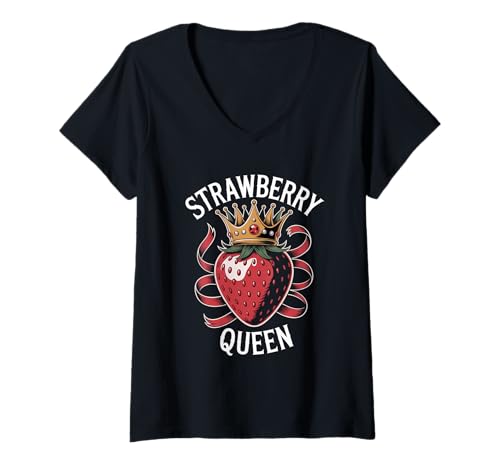 Damen Erdbeerkunst für Frauen Mädchen Früchte, Erdbeerliebhaber T-Shirt mit V-Ausschnitt Damen Erdbeerkunst für Frauen Mädchen Früchte, Erdbeerliebhaber T-Shirt mit V-Ausschnitt von Lustige Erdbeerkunst für Frauen Mädchen Früchte