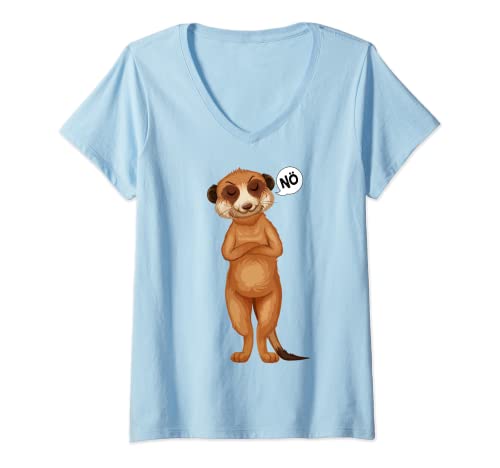 Damen Erdmännchen Nö Kinder Mädchen Damen T-Shirt mit V-Ausschnitt von Lustige Erdmännchen Liebhaber Geschenk