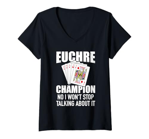 Damen Euchre Spieler Accessories Kartenspiel Spieleabend T-Shirt mit V-Ausschnitt Damen Euchre Spieler Accessories Kartenspiel Spieleabend T-Shirt mit V-Ausschnitt von Lustige Euchre Überraschung Für Kartenspiel Gruppe