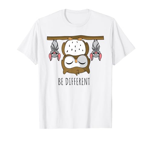 Lustige Eule Fledermaus be different sei anders T-Shirt Eule Vogel Fledermaus Tiere Cartoonish Weiß S Unisex Erwachsene und Kinder Lustige Eule Fledermaus be different sei anders T-Shirt Eule Vogel Fledermaus Tiere Cartoonish Weiß S Unisex Erwachsene und Kinder von Lustige Eule Fledermaus be different sei anders