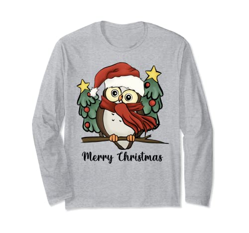 Eule Eulen Geschenke Süßer Weihnachtspullover Damen Herren Langarmshirt von Lustige Eulen Geschenke Weihnachten Eulenliebhaber
