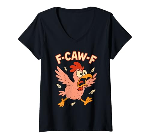 Damen Lustiges Hühnchen F CAW F. T-Shirt mit V-Ausschnitt von Lustige F CAW F Chicken Bekleidung