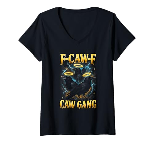 Damen Lustige F Caw F Krähe T-Shirt mit V-Ausschnitt Damen Lustige F Caw F Krähe T-Shirt mit V-Ausschnitt von Lustige F-CAW-F Crow-Kleidung