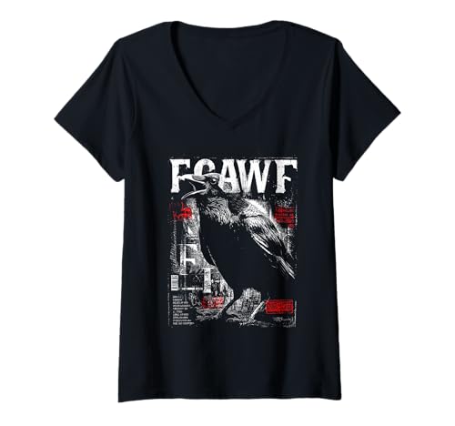 Damen Lustige F Caw F Krähe T-Shirt mit V-Ausschnitt Damen Lustige F Caw F Krähe T-Shirt mit V-Ausschnitt von Lustige F-CAW-F Krähe-Kleidung