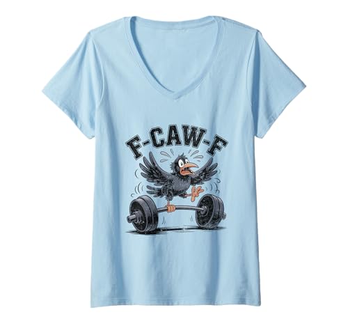 Damen Lustige F Caw F Krähe T-Shirt mit V-Ausschnitt Damen Lustige F Caw F Krähe T-Shirt mit V-Ausschnitt von Lustige F-CAW-F Krähe -Kleidung