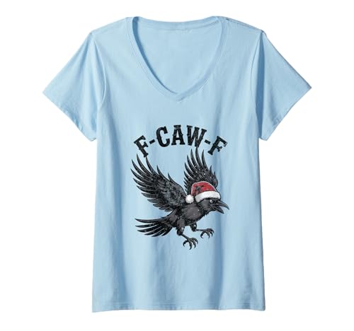 Damen Lustige Weihnachtsfest-F-Caw-F-Krähe T-Shirt mit V-Ausschnitt Damen Lustige Weihnachtsfest-F-Caw-F-Krähe T-Shirt mit V-Ausschnitt von Lustige F-CAW-F Krähe-Kleidung