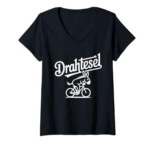 Damen Drahtesel Esel Fahrradfahrer Retro T-Shirt mit V-Ausschnitt Damen Drahtesel Esel Fahrradfahrer Retro T-Shirt mit V-Ausschnitt von Lustige Fahrrad Esel Retro Humor