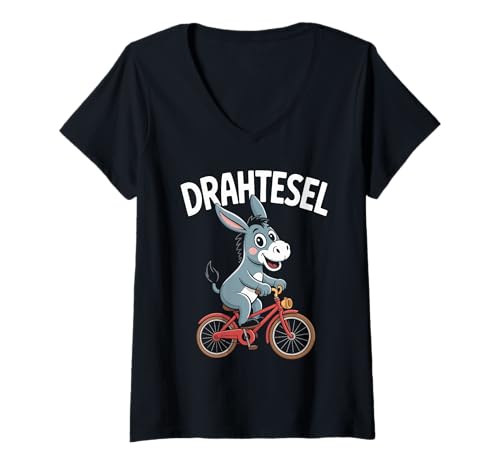 Damen Drahtesel Esel Fahrradfahrer Retro T-Shirt mit V-Ausschnitt Damen Drahtesel Esel Fahrradfahrer Retro T-Shirt mit V-Ausschnitt von Lustige Fahrrad Esel Retro Humor