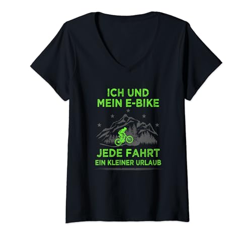 Damen Ich und mein E-Bike jede Fahrt ein kleiner Urlaub Radfahrer T-Shirt mit V-Ausschnitt Damen Ich und mein E-Bike jede Fahrt ein kleiner Urlaub Radfahrer T-Shirt mit V-Ausschnitt von Lustige Fahrrad Sprüche Perfekte Bike Geschenkidee