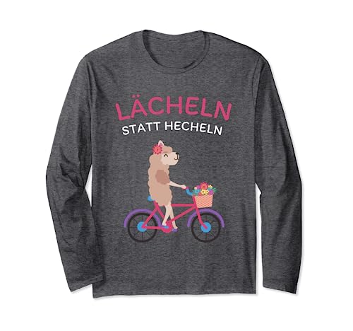 Lächeln statt Hecheln - Lustiges Fahrrad Motiv für Damen Langarmshirt von Lustige Fahrrad & E-Bike Motive mit Lama & Alpaka