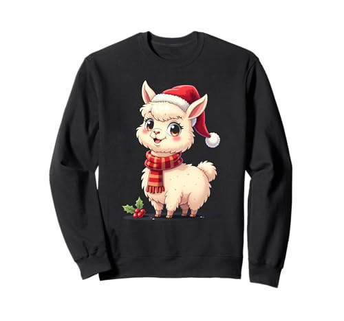 Süßes Lama Weihnachtsmütze Mädchen Damen Weihnachten Lama Sweatshirt von Lustige Familen Lama Parnterlook Design Shop