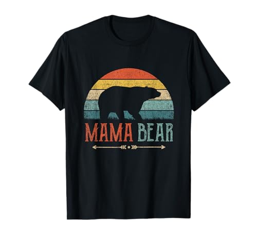 Mama Bär Mutter Geschenk Muttertag Retro Mama Bear T-Shirt von Niedliche Bär Familie passende Shirts & Geschenke