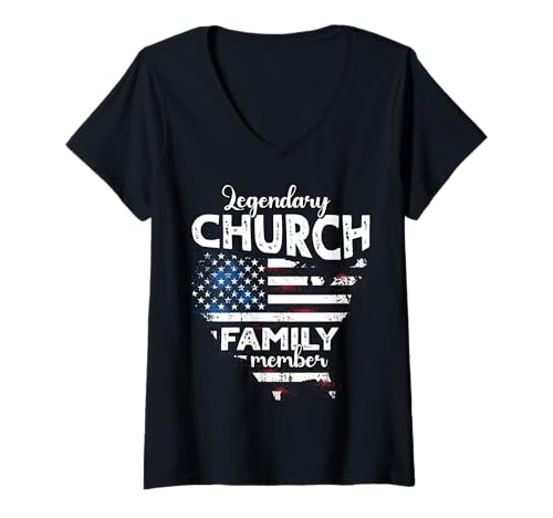 Damen Name Church US Flagge Church Nachname Church T-Shirt mit V-Ausschnitt Damen Name Church US Flagge Church Nachname Church T-Shirt mit V-Ausschnitt von Lustige Familie Church Sprüche Herren Damen