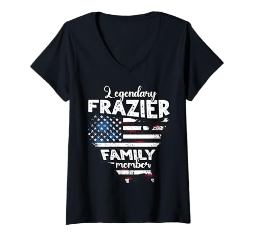 Damen Name Frazier US Flagge Frazier Nachname Frazier T-Shirt mit V-Ausschnitt Damen Name Frazier US Flagge Frazier Nachname Frazier T-Shirt mit V-Ausschnitt von Lustige Familie Frazier Sprüche Herren Damen