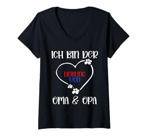Damen Ich Bin der Liebling von Oma und Opa T-Shirt mit V-Ausschnitt Damen Ich Bin der Liebling von Oma und Opa T-Shirt mit V-Ausschnitt von Lustige Familien Sprüche Enkel Geschenk Liebe