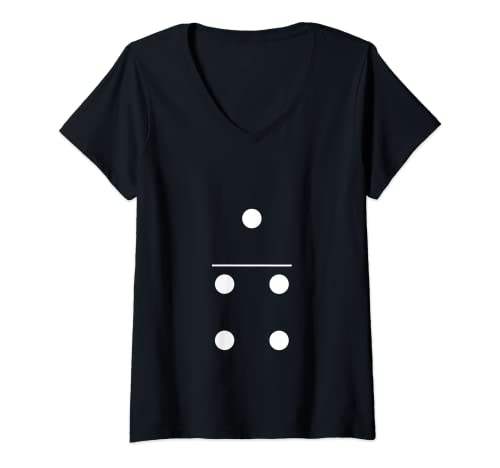 Damen Domino Stein 1/4 Fastnacht Verkleidung Gruppenkostüm Kostüm T-Shirt mit V-Ausschnitt von Lustige Fasching Karneval Motiv Partnerlook Design