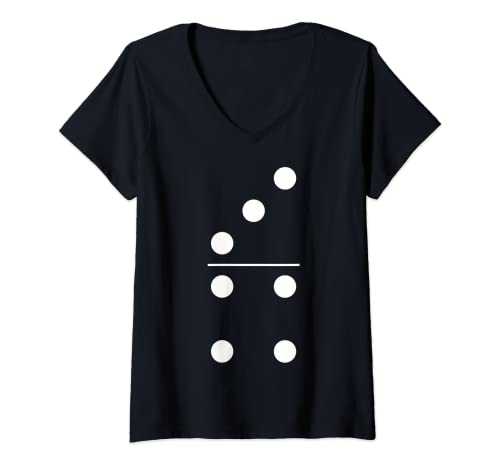 Damen Domino Stein 3/4 Fastnacht Verkleidung Gruppenkostüm Kostüm T-Shirt mit V-Ausschnitt von Lustige Fasching Karneval Motiv Partnerlook Design