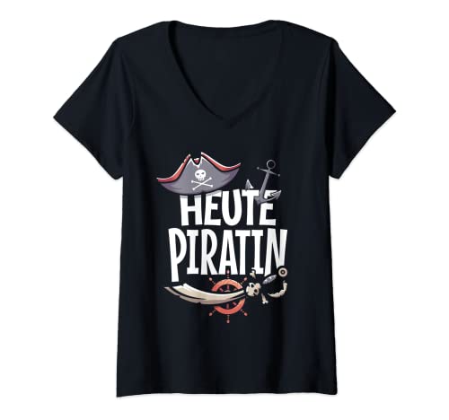 Damen Karneval Kostüm Pirat Piratin lustiger Kostümersatz für Sie T-Shirt mit V-Ausschnitt Damen Karneval Kostüm Pirat Piratin lustiger Kostümersatz für Sie T-Shirt mit V-Ausschnitt von Lustige Fasching & Karneval Kostüme by eleventeez