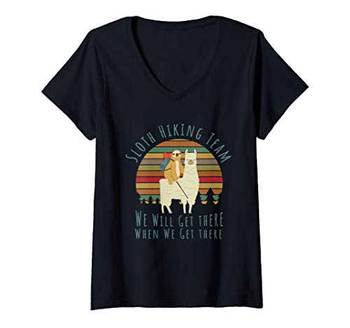 Damen Faultier Wander Team Sloth Hiking Team T-Shirt mit V-Ausschnitt Damen Faultier Wander Team Sloth Hiking Team T-Shirt mit V-Ausschnitt von Lustige Faultier Designs und Geschenkideen