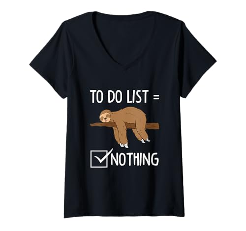Damen Faultier Todo List Nothing Lazy Faultier Sloths T-Shirt mit V-Ausschnitt Damen Faultier Todo List Nothing Lazy Faultier Sloths T-Shirt mit V-Ausschnitt von Lustige Faultier Geschenke