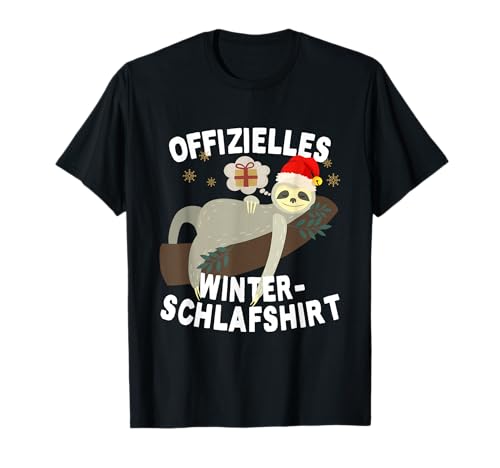Lustige Faultier Sprüche Geschenke Für Weihnachten Winterschlaf Pyjama Schlafanzug Weihnachten Faultier Schlaf T-Shirt Damen Herren Unisex Schwarz S von Lustige Faultier Sprüche Geschenke Für Weihnachten
