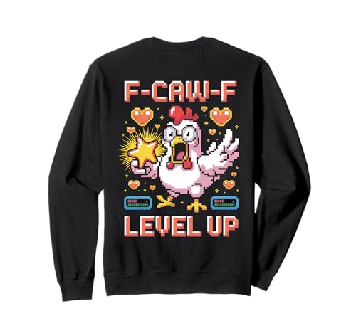 F-caw-f Funny Chicken Pixel Art Retro Gaming F Caw F Meme Sweatshirt von Lustige Fcawf Humorvoll Huhn Vogel Videospiel Meme