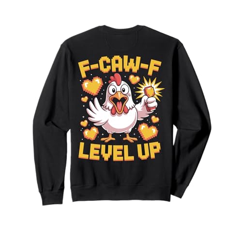 F-caw-f Funny Chicken Pixel Art Retro Gaming F Caw F Meme Sweatshirt von Lustige Fcawf Humorvoll Huhn Vogel Videospiel Meme