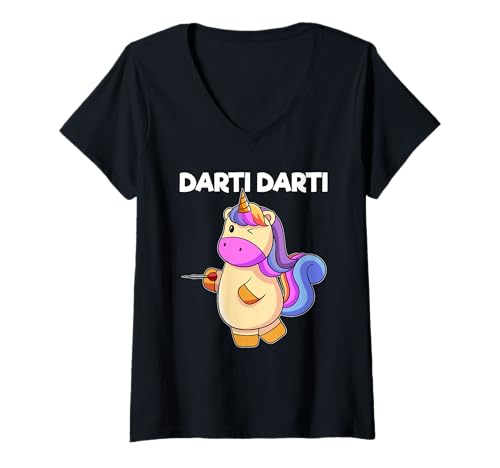 Damen Darti Darti Unicorn Dart Player Dart Spielen Einhorn Dart T-Shirt mit V-Ausschnitt Damen Darti Darti Unicorn Dart Player Dart Spielen Einhorn Dart T-Shirt mit V-Ausschnitt von Lustige Fdarts Spieler Einhorn Sprüche Geschenke
