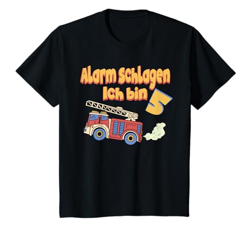 Kinder Alarm Schlagen Ich Bin 5 Feuerwehrgeburtstag Jungen 5 Jahre T-Shirt von Lustige Feuerwehr Geburtstag Idee für Kinder
