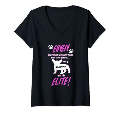 Damen Schäferhund kann jeder führen eine Bulldogge nur die Elite T-Shirt mit V-Ausschnitt Damen Schäferhund kann jeder führen eine Bulldogge nur die Elite T-Shirt mit V-Ausschnitt von Lustige Französische Bulldogge Geschenk Motive
