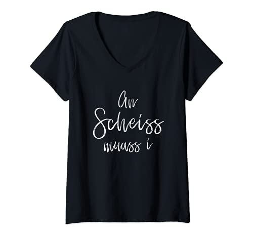 Damen An Scheiss Muass I Bayerisch T-Shirt mit V-Ausschnitt Damen An Scheiss Muass I Bayerisch T-Shirt mit V-Ausschnitt von Lustige Freistaat Bayern Motive