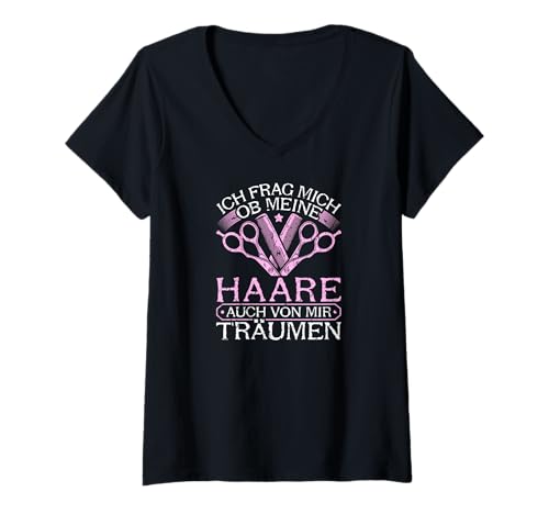 Damen Friseurin Haare Frisör Haarschnitt Friseursalon T-Shirt mit V-Ausschnitt Damen Friseurin Haare Frisör Haarschnitt Friseursalon T-Shirt mit V-Ausschnitt von Lustige Friseur Bekleidung Frauen