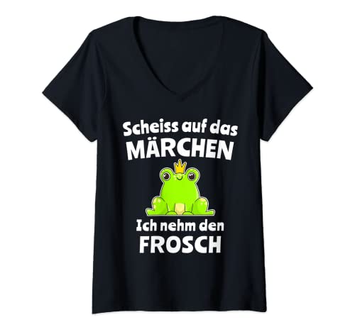 Damen Märchen Froschmotiv Lustige Sprüche Märchenprinz Frosch T-Shirt mit V-Ausschnitt Damen Märchen Froschmotiv Lustige Sprüche Märchenprinz Frosch T-Shirt mit V-Ausschnitt von Lustige Frösche Quakfrosch Froschdesign Krone Fun