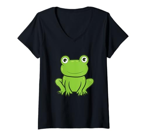 Damen Cooler Frosch Frosch Kostüm Lustiger Frosch T-Shirt mit V-Ausschnitt von Lustige Frosch Sprüche für Frosch Liebhaber