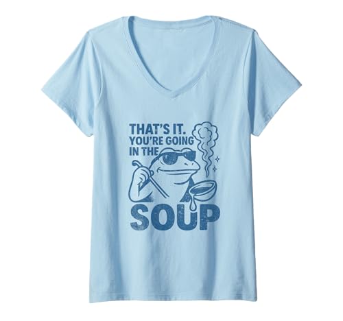 Damen Lustiger Froschmeme T-Shirt mit V-Ausschnitt Damen Lustiger Froschmeme T-Shirt mit V-Ausschnitt von Lustige Froschmeme -Bekleidung